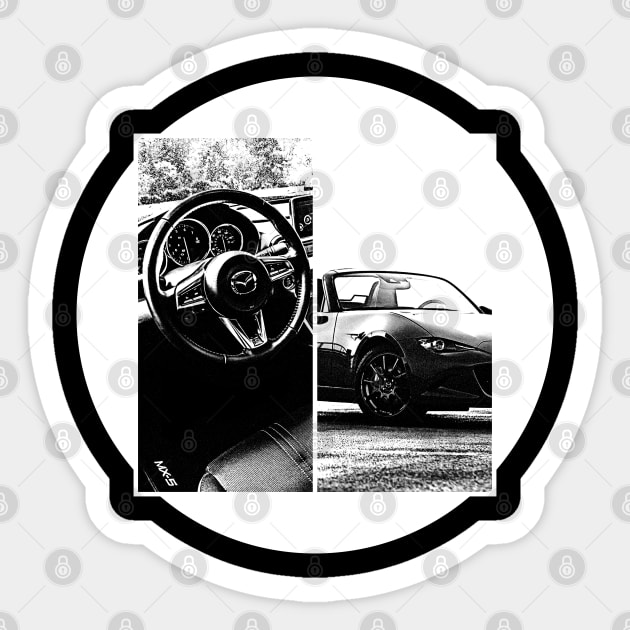 Mazda Miata MX-5 ND Black 'N White 5 (Black Version) Sticker by Cero